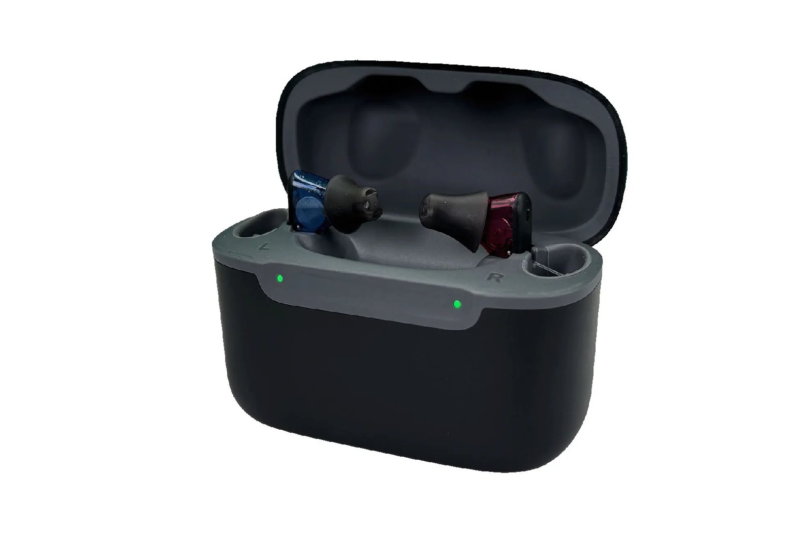 Schwarze Ladestation Travel Charger IF CIC von Audio Service mit Hörgeräten